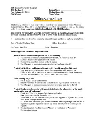Medically Indigent Program Application
