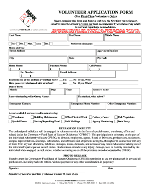 Volunteer Application Form