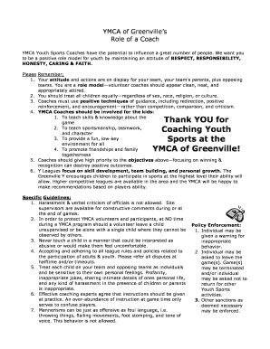 YMCA Youth Sports Coach Agreement