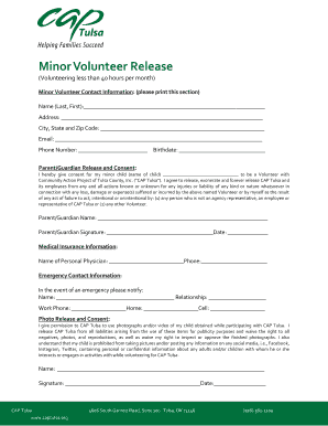 Minor Volunteer Release Form