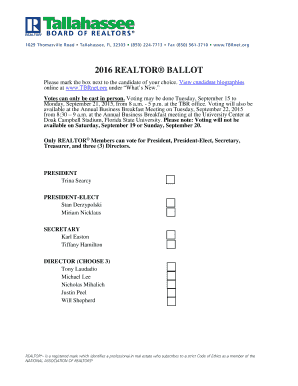 2016 Realtor Ballot