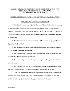Qualified Domestic Relations Order for Pension