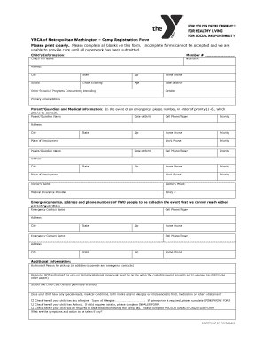 YMCA Camp Registration Form