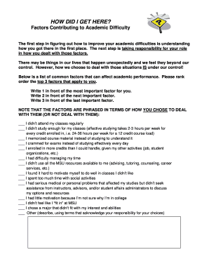 Academic Difficulty Self-Assessment Form