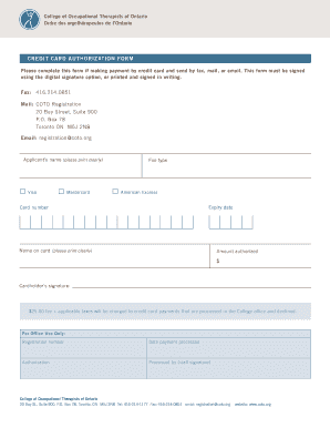 Credit Card Authorization Form