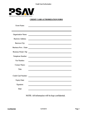 Credit Card Authorization Form