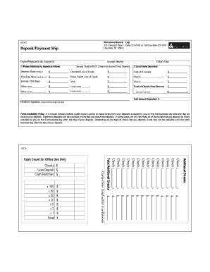 Hawaii Schools Federal Credit Union Deposit Slip
