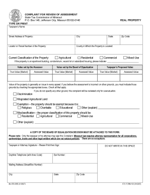 Missouri Real Property Assessment Complaint