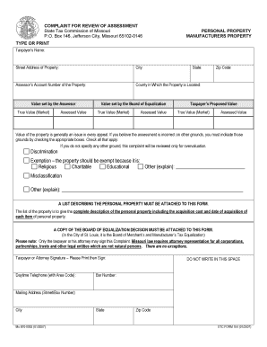 Missouri Personal Property Assessment Complaint Form