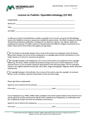 OpenMicrobiology Licence to Publish Form