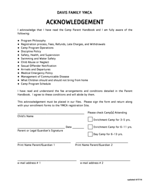 Davis Family YMCA Camp Parent Forms