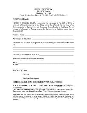 Pennsylvania Fictitious Name Notice