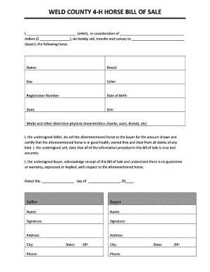 WELD COUNTY 4-H HORSE BILL OF SALE - weld4h