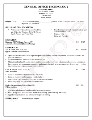 Office Technology Resume Template