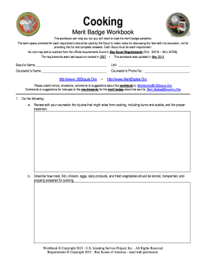 Cooking Merit Badge Workbook