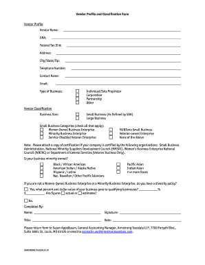 Vendor Profile and Classification Form