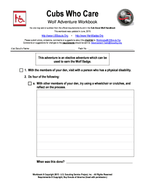 Cub Scout Wolf Adventure Workbook