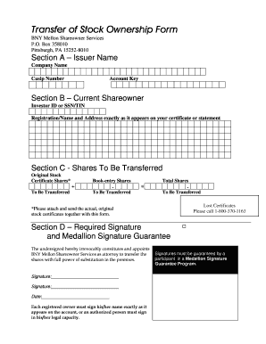 Transfer of Stock Ownership Form