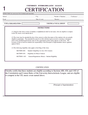 University Interscholastic League Certification