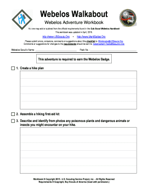 Webelos Walkabout Adventure Workbook