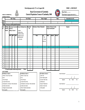 Cambodia 2008 General Population Census Form