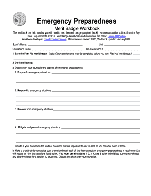 Emergency Preparedness Merit Badge Workbook