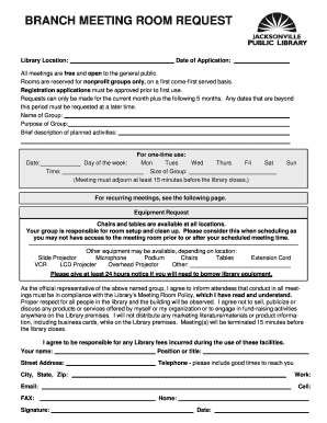 Library Meeting Room Request Form