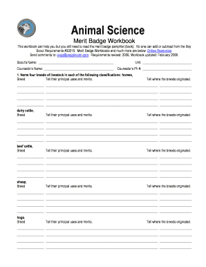 Animal Science Merit Badge Pamphlet - Fill Online, Printable, Fillable,  Blank | pdfFiller