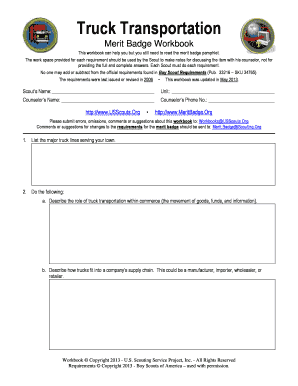 Truck Transportation Merit Badge Workbook
