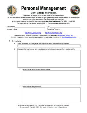 Personal Management Merit Badge Workbook