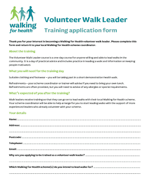 Volunteer Walk Leader Training Application Form