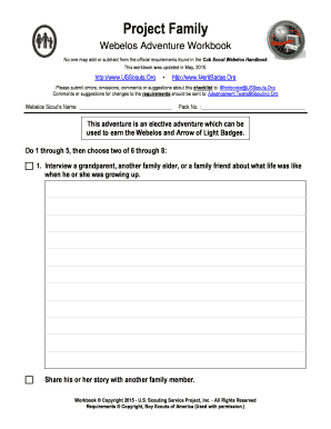 Webelos Project Family Workbook
