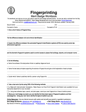Fingerprinting Merit Badge Workbook