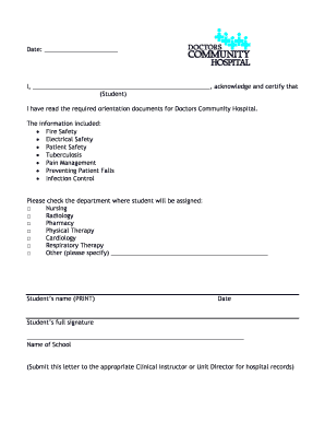 Student Orientation Acknowledgment Form