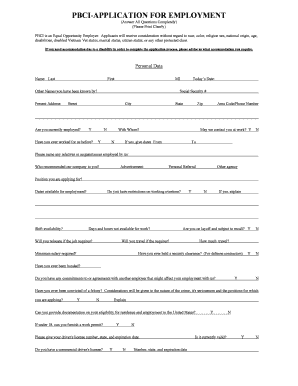 PBCI Application for Employment