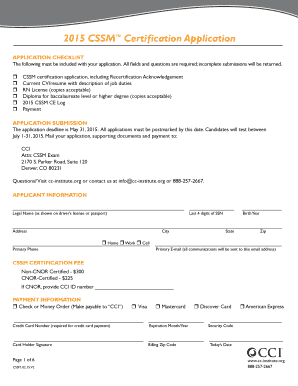 2015 CSSM Certification Application