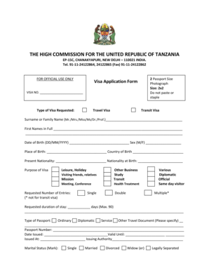 Tanzania Visa Application Form