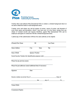 Background Check Authorization Form