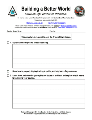 Arrow of Light Adventure Workbook
