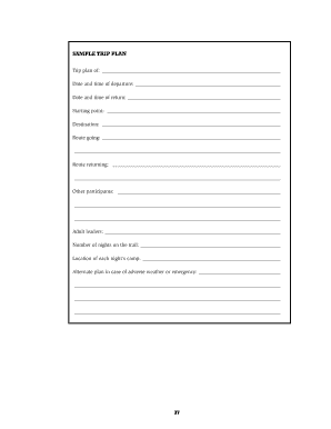 Trip Plan Form