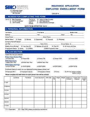 Employee Health Insurance Enrollment Form
