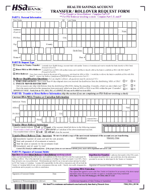 Health Savings Account Transfer/Rollover Request Form