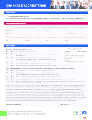 Demande d’accréditation CHA