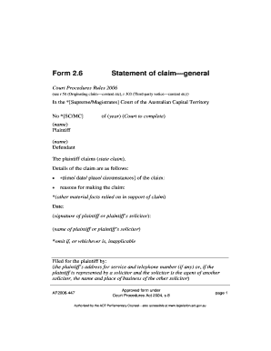 Statement of Claim Form 2.6