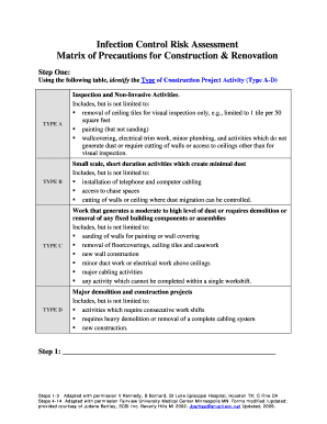 Infection Control Risk Assessment Form