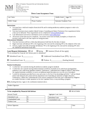Direct Loan Acceptance Form