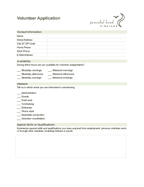 Volunteer Application Form