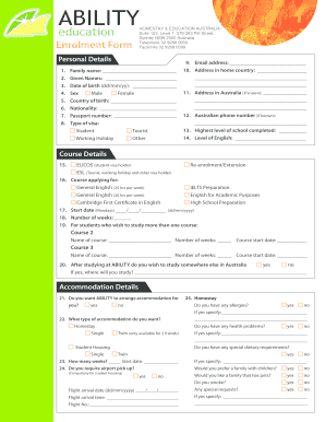 Enrolment Form for ABILITY Education