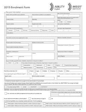 2015 ABILITY English Course Enrolment Form
