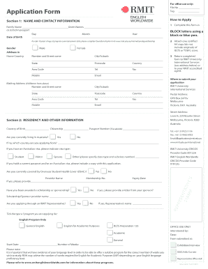 RMIT English Program Application Form